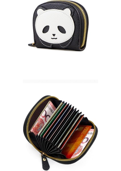 Cüzdan Kart Tutucu Yüksek Kaliteli Ultra Hafif Pu Kumaş Sevimli Panda Deseni, Kahverengi (Yurt Dışından)