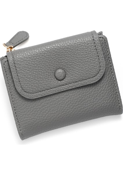 Cüzdan Kart Tutucu Yüksek Kaliteli ve Hassas Pu Kumaş Kentsel Sade Stil, Gri (Yurt Dışından)