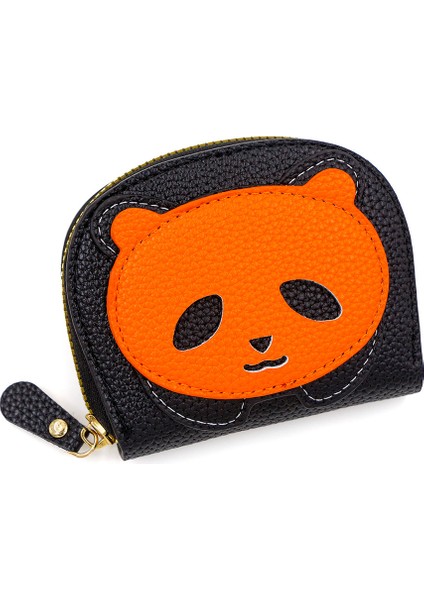 Cüzdan Kart Tutucu Yüksek Kaliteli Ultra Hafif Pu Kumaş Sevimli Panda Deseni, Turuncu (Yurt Dışından)