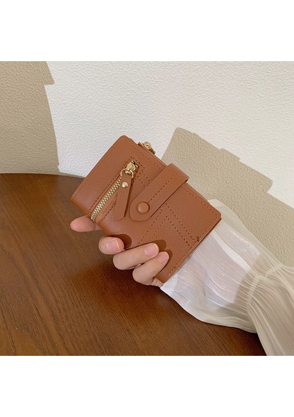 Cüzdan Kart Tutucu Taşınabilir Seçılmiş Çevre Dostu Pu Malzeme Işe Gidip Gelme Tarzı, Kahverengi (Yurt Dışından)