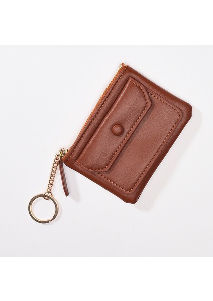 Cüzdan Kart Tutucu Taşınabilir Seçılmiş Çevre Dostu Pu Malzeme Taze Düz Renkli Kentsel Stil, Kahverengi (Yurt Dışından)