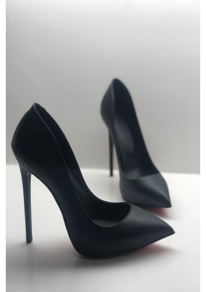 Siyah Mat Gizli Platformlu Stiletto Topuklu Ayakkabı