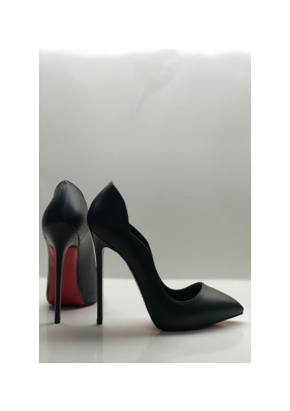 Siyah Mat Love Gizli Platformlu Stiletto Topuklu Ayakkabı