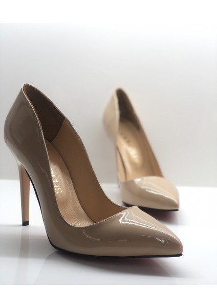Nude Rugan Deri Astarlı Stiletto Topuklu Ayakkabı