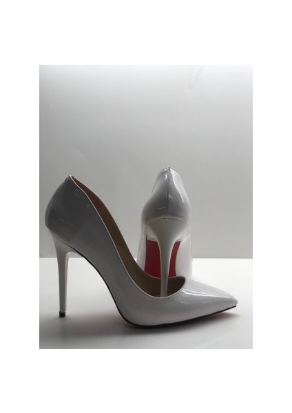 Hayyshoes Beyaz Rugan Stiletto Topuklu Ayakkabı