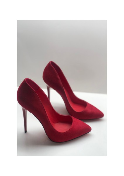 Kırmızı Süet Stiletto Topuklu Ayakkabı modelleri