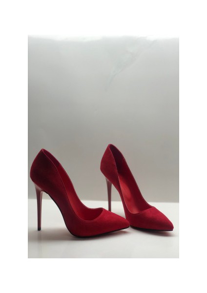 Kırmızı Süet Stiletto Topuklu Ayakkabı fırsatları