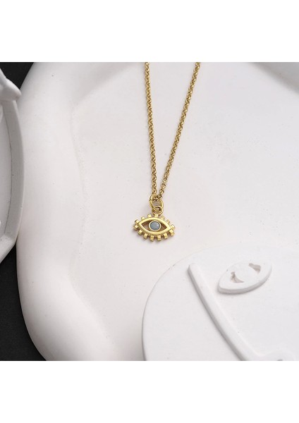 925 Ayar Gümüş Zirkon Taşlı Göz Unısex Kolye fırsatları