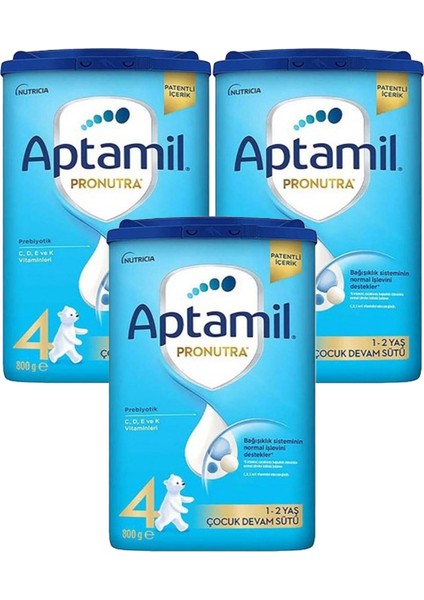 4 Pronutra Devam Sütü 800 G 1 Yaş+ Akıllı Kutu x 3 Adet