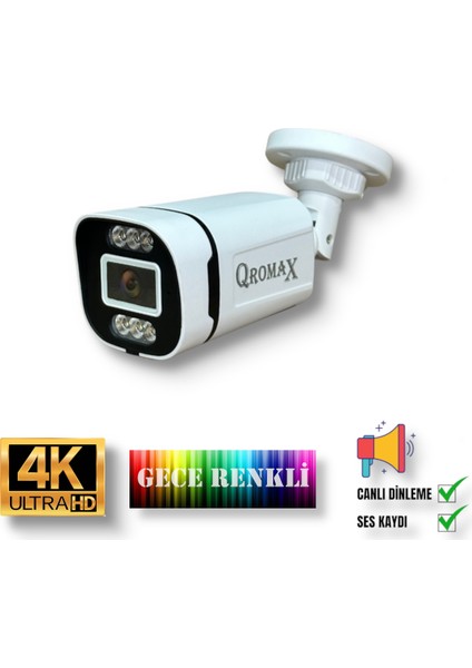 13 Kameralı IP Set - Yapay Zeka Özellikli Gece Renkli Gösteren Sesli 6 Warm Ledli 4K FULLHD IP Güvenlik Kamerası Seti 4386WS