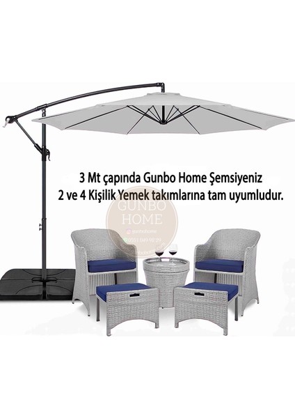 3 mt 8 Kaburga Full Demir 21 kg Gri Bahçe Şemsiyesi Full Set Havuz Şemsiyesi Büyük Şemsiye