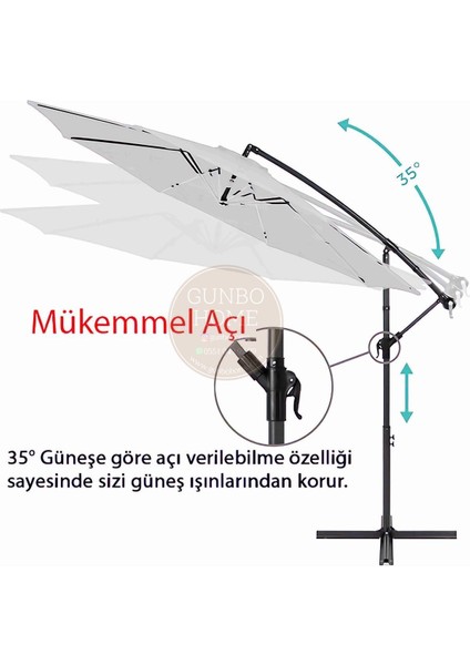 3 mt 8 Kaburga Full Demir 21 kg Gri Bahçe Şemsiyesi Full Set Havuz Şemsiyesi Büyük Şemsiye