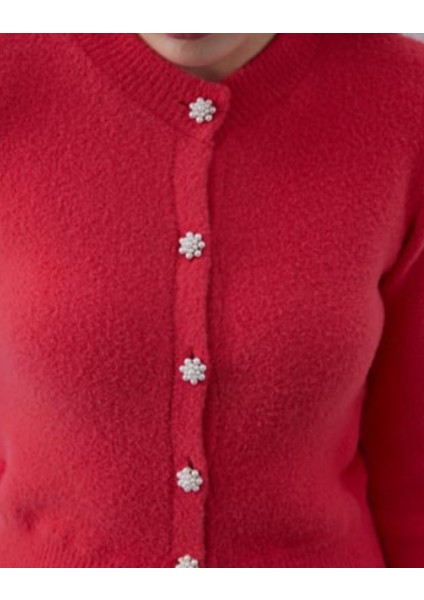 La Lilyum, Inci Düğmeli, Yumuşak Dokulu, Uzun Kollu Triko Hırka fırsatları