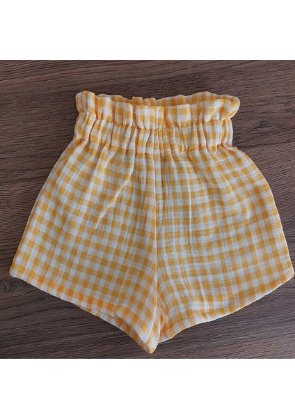 Müslin Kumaş Kız Bebek 2li Pötikare Şortlu Takım modelleri