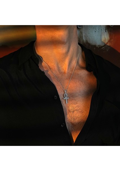 925 Ayar Gümüş Zirkon Taşlı Ankh Unısex Kolye fiyatları