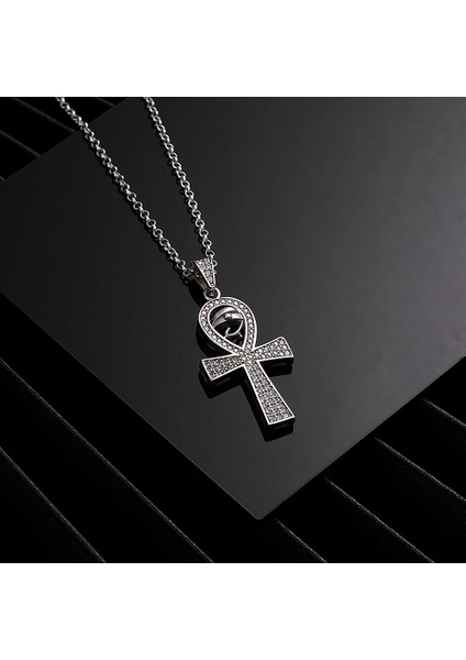 925 Ayar Gümüş Zirkon Taşlı Ankh Unısex Kolye fırsatları