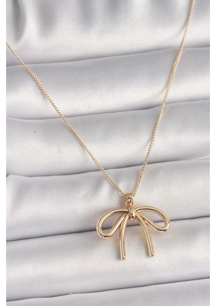 Pirinç Gold Renk Kurdele Model Kadın Kolye - Lisinya