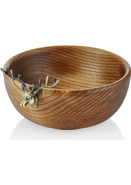 Seta geyik figürlü ahşap tabak bronz 25*22*12 cm