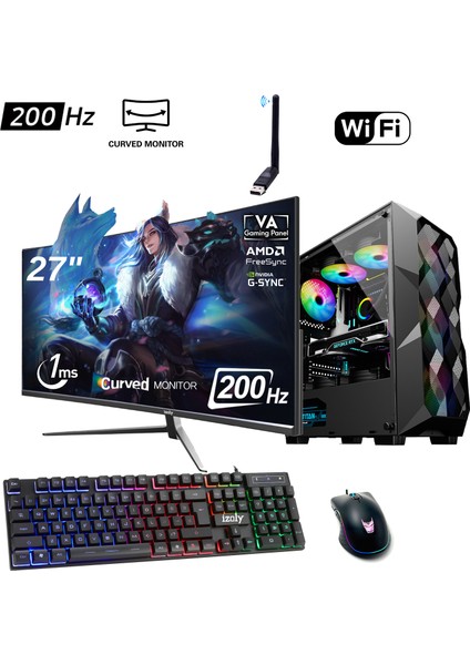 Mareep Y I5-12400F 16GB 512GB M.2 Nvme Rtx 2060S 8gb 27" 200Hz Oyuncu Masaüstü Bilgisayarı