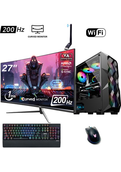 Cleffa Y İ3-10100F 16GB 256GB M.2 Nvme Rtx 2060S 8gb 27" 200Hz Oyuncu Masaüstü Bilgisayarı