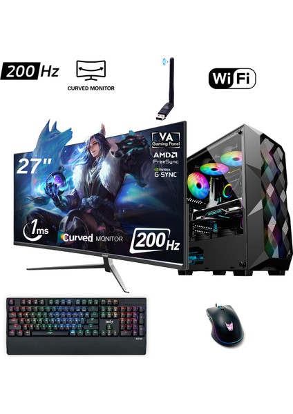 Kadabra Y I5-12400F 16GB 256GB M.2 Nvme Rx 580 8gb 27" 200Hz Oyuncu Masaüstü Bilgisayarı