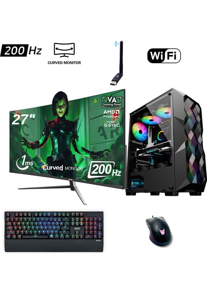 Spinda Y Ryzen 7 3700X 16GB 256GB M.2 Nvme Rx 580 8gb 27" 200Hz Oyuncu Masaüstü Bilgisayarı