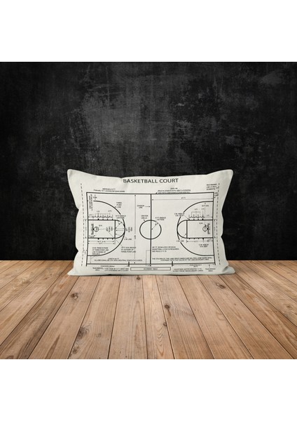 Basketball Court Ivory - Basketbol Sahası Çift Taraflı Yastık Kılıfı - 2 Adet