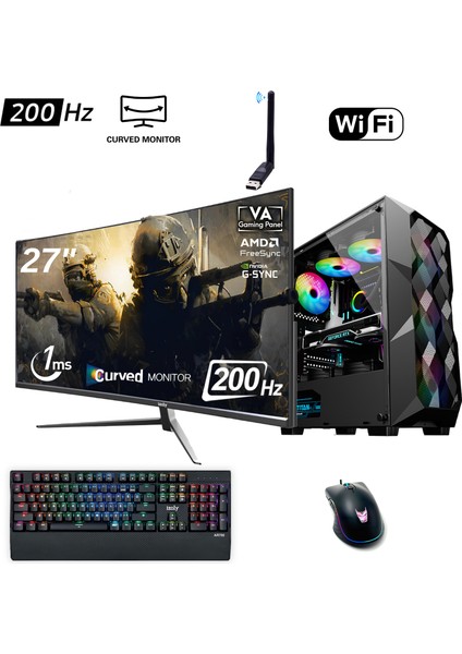 Beldum Y İ3-10100F 16GB 256GB M.2 Nvme Rx 580 8gb 27" 200Hz Oyuncu Masaüstü Bilgisayarı