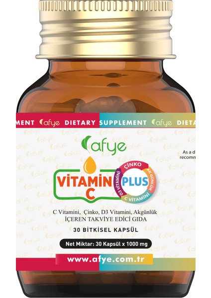 Vitamin C Plus (Vitamin C, Vitamin D, Çinko ve Boswellia Serrata) 30 Kapsül