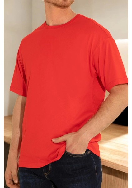 Unisex Kırmızı Basic T-Sihrt