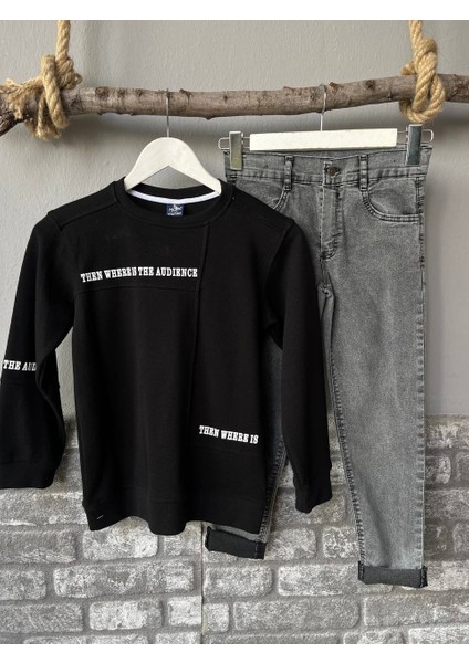 Êrkek Çocuk Sweat Pantolon Ikili Takım Özel Gün Takım Şık Tasarım