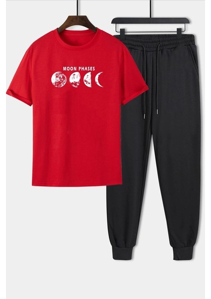 Unisex Moon Phases Baskılı 2\'li Eşofman Takımı