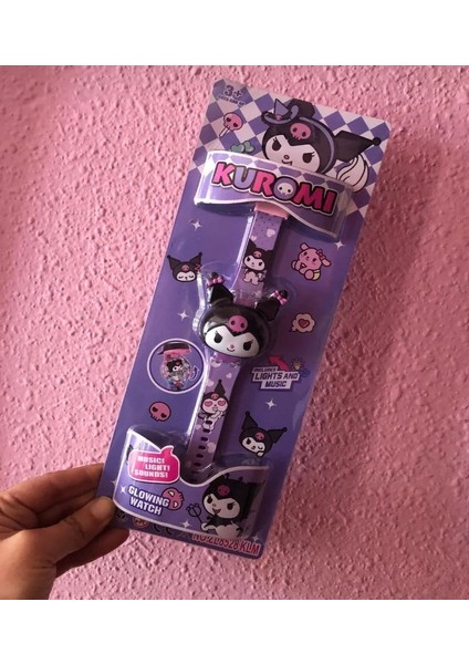Kuromi Sakura Sanrio Kawai Işıklı Müzikli Kol Saati Kız Kadın Doğum Günü Hediye