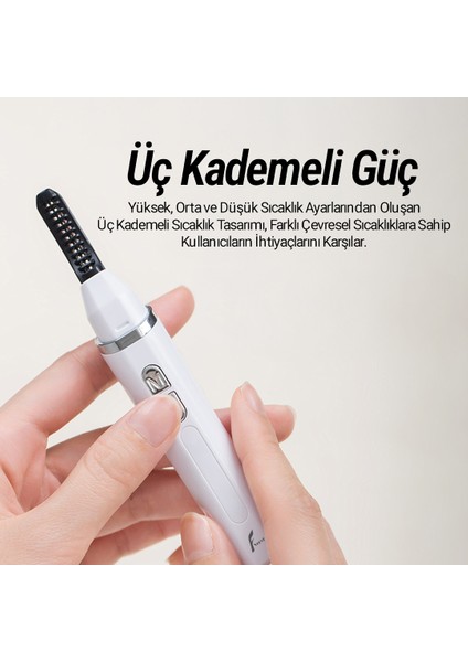 Isıtmalı Kirpik Kıvırıcısı, 3 Sıcaklık Modlu Elektrikli Kirpik Fırçası Usb-C Şarjlı