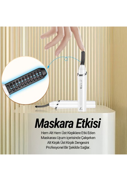 Isıtmalı Kirpik Kıvırıcısı, 3 Sıcaklık Modlu Elektrikli Kirpik Fırçası Usb-C Şarjlı