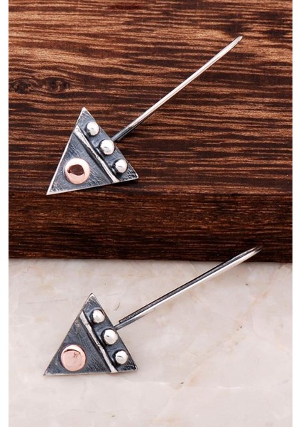 Cesaret Temalı Tasarım Elişi Gümüş Küpe 4266