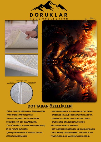 Kaymaz taban makinada yıkanabilir dijital baskı diablo desenli genç odası halısı dot taban halı gnc56