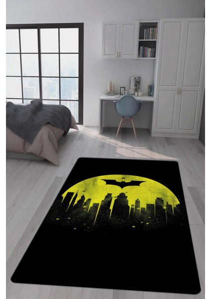 Kaymaz taban makinada yıkanabilir dijital baskı batman desenli genç odası halısı dot taban halı gnc43