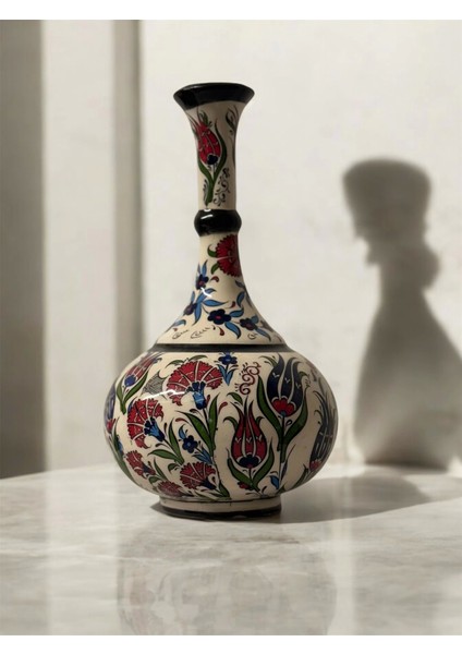 30 cm Çini Siyah Vazo