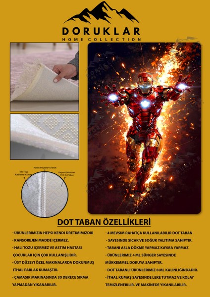 Kaymaz taban makinada yıkanabilir dijital baskı ıronman desenli genç odası halısı dot taban halı gnc52 fiyatları