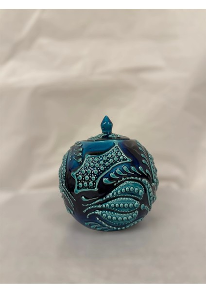 10 cm Mavili Çini Küp