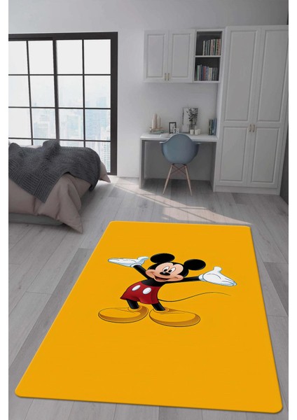 Kaymaz taban makinada yıkanabilir dijital baskı mickey mouse desenli genç odası halısı dot taban halı gnc46