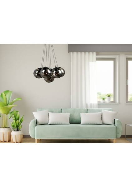 Yıldız Home Spor 7.li Siyah-Füme Camlı Avize