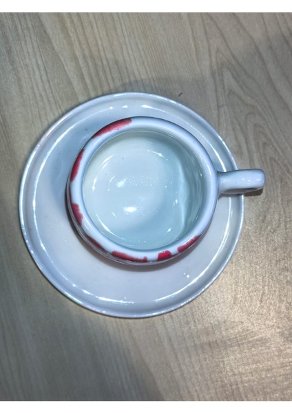 Sevgililer Gününe Özel Üretilmiş Kalp Desenli Seramik Türk Kahve Fincan- Ekspresso Fincanı