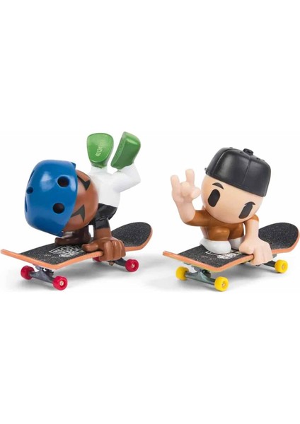 Sk8 Crew Figürlü Parmak Kaykayı 2’li Paket S1 - Mavi Kasklı ve Siyah Şapkalı