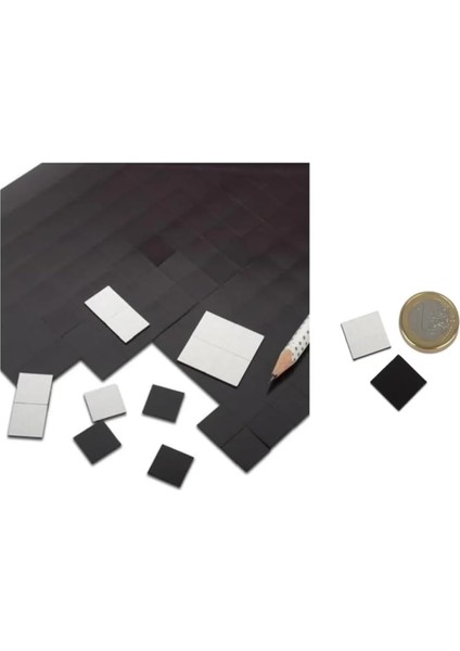 Yapışkanlı Sticker Mıknatıs Magnet 90 Adet 2x2 cm 1,5 mm Kalınlık Kare Magnet