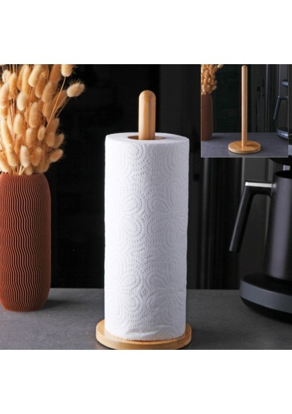 Dairesel Tasarımlı Bambu Rulo Havluluk ve Peçete Standı MK45644