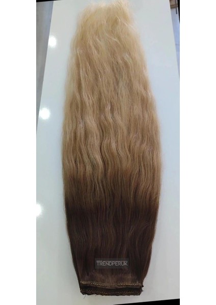 8 Parça 200 gr. 65-70CM Gerçek Saç Çıtçıt Dip Küllü Kumral Alt Küllü Sarı Renk