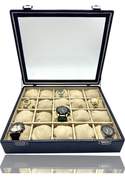 Diji 20'li Saat Kutusu Saat Çantası Timsah Lacivert