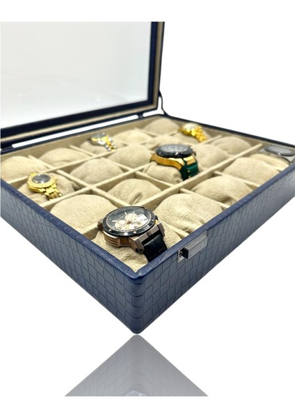 Diji 20'li Saat Kutusu Saat Çantası Timsah Lacivert modelleri